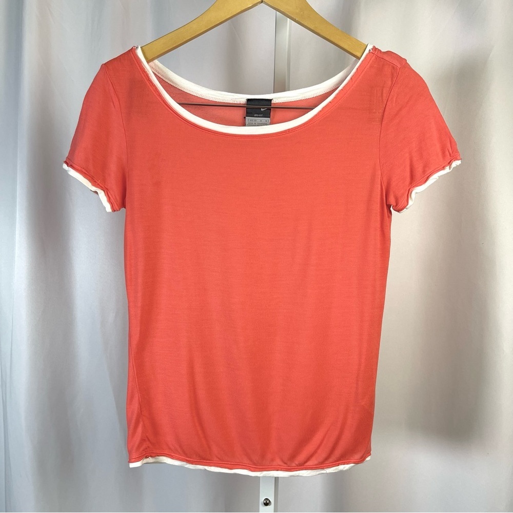 Nike Short Sleeve Tee in Coral and White